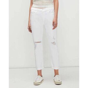 7 for All Mankind Josefina Boyfriend Jean Size 28 Broken Twill White New